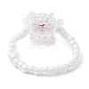 Snowflake Handmade Glass Seed Beads Stretch Rings for Women RJEW-MZ00027-5