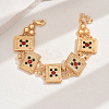 Vintage Brass Glass Hollow Link Bracelets for Women QG3110-9-1