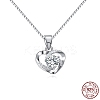 Anti-Tarnish Rhodium Plated 925 Sterling Silver Pendants ZIRC-BB50406-A-5