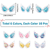 60Pcs 6 Colors Wing PVC Sequin Plastic Cabochons FIND-GF0005-42-2