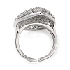 Plating Brass Micro Pave Cubic Zirconia Open Cuff Rings RJEW-K266-14P-3
