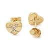 Rack Plating Brass Micro Pave Clear Cubic Zirconia Stud Earrings EJEW-K299-01G-X-4