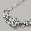 Brass Micro Pave Clear Cubic Zirconia Flower Link Bracelets for Women BJEW-WH0012-52P-2