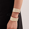 304 Stainless Steel Enamel Open Cuff Bangles BJEW-K288-01G-1