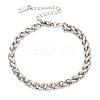 Non-Tarnish 304 Stainless Steel Wheat Chain Bracelets for Women BJEW-G707-01P-1