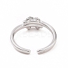 Clear Cubic Zirconia Bowknot Open Cuff Ring RJEW-B028-28P-3