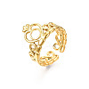 Ion Plating(IP) 304 Stainless Steel Heart Crown Open Cuff Ring for Women RJEW-S405-259G-4