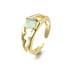 Square Brass Cat Eye Cuff Rings RJEW-G344-01G-03-4