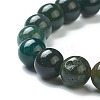 Natural Moss Agate Beaded Stretch Bracelets BJEW-D446-C-44-3