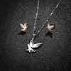 Stainless Steel Bird Stud Earrings & Pendant Necklaces Sets for Women PW-WG4042D-02-1
