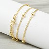3.5MM Round Ball Brass Oval Link Chain Necklaces for Women NJEW-K271-18G-4