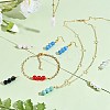 10Pcs Triple Natural Malaysia Jade Round Beaded Connector Charms PALLOY-SW00003-04-5