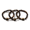 Round & Cat Head Natural Tiger Eye Beaded Stretch Bracelets for Women BJEW-K251-03D-1
