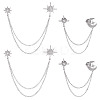 4Pcs 2 Styles Star Crystal Rhinestone Hanging Chain Brooch JEWB-ME0001-28P-1