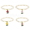 Synthetic Moonstone & Plastic Pearl & Hematite Beaded Stretch Bracelet BJEW-JB09502-1