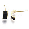 Brass Enamel Half Hoop Earrings KK-N232-97B-NF-3