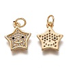 Brass Micro Pave Clear Cubic Zirconia Charms ZIRC-B002-52G-2