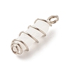 Natural White Jade Double Terminal Pointed Pendants PALLOY-JF01686-05-3