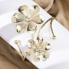 Flower Alloy Arm Cuff Bangles for Girl Women LS-AJEW-A063-01A-G-1