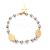 201 Stainless Steel & Electroplated Glass  Miraculous Medal Virgin Cross Charm Bracelets LS-BJEW-B078-163G-2