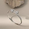 Flat Round Brass Micro Pave Clear Cubic Zirconia Cuff Bangles FS-WGF0D2F-03-1