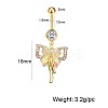 304 Stainless Steel Pave Clear Cubic Zirconia Enamel Bowknot Curved Barbell Dangle Belly Rings FS-WG01A3A-02-1