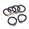 Natural Lava Rock Round Beads Stretch Bracelets BJEW-JB05118-1