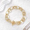 Brass Textured Oval Link Chain Bracelets for Women BJEW-JB12577-2