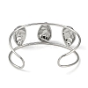 Non-Tarnish 304 Stainless Steel Wide Hollow Textured Horse Eye Opaen Cuff Bangles BJEW-Q348-06P-01-3