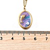 Summer Beach 304 Stainless Steel Lilac Enamel Pendant Necklaces for Women NJEW-U043-01C-G-5