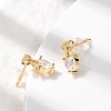 Heart Brass Micro Pave Clear Cubic Zirconia Stud Earrings EJEW-P331-06G-3