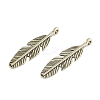 Tibetan Style Alloy Feather Pendants TIBEP-1360-AS-FF-1