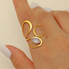 304 Stainless Steel with Cubic Zirconia Cuff Rings for Women FS-WG503C7-14-1