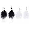 2 Pairs 2 Colors Feather Long Dangle Earrings EJEW-AN0001-06-1