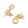 Rack Plating Brass Clear Cubic Zirconia European Dangle Charms KK-Q006-59G-02-2