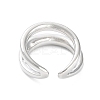 Brass Double Line Open Cuff Rings for Women RJEW-D016-06P-3