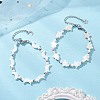2Pcs Natural White Shell Star & Moon Link Bracelets BJEW-JB13283-1