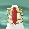 Horse Eye 304 Stainless Steel Enamel Cuff Rings for Women RJEW-G355-04G-02-3