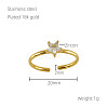 304 Stainless Steel Micro Pave Clear Cubic Zirconia Cuff Rings for Women FS-WGE9F4E-04-2