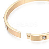 Brass Hinged Bangle with Crystal Rhinestone for Women BJEW-S118-127G-3