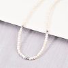 Natural Freshwater Pearl Potato & Brass Beaded Necklaces NJEW-D338-01P-4