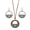 Bohemian Alloy & Wood Pendant Necklaces & Dangle Earrings Sets WG8FC17-01-2