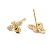Cubic Zirconia Bee Stud Earrings with Enamel EJEW-G341-02G-2