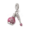 Brass Micro Pave Clear Cubic Zirconia European Dangle Charms KK-A278-08P-01-1
