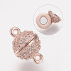Brass Micro Pave Cubic Zirconia Magnetic Clasps with Loops ZIRC-G123-05-8mm-2