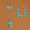 Alloy with Synthetic Turquoise Pendant Necklaces & Link Bracelets & Dangle Earring Sets WGBFEA3-07-1