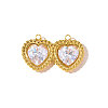 304 Stainless Steel Pave Cubic Zirconia Pendants STAS-OY010-42G-1