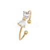 Bowknot 304 Stainless Steel with Clear Cubic Zirconia Cuff Rings for Women LS-RJEW-G362-01G-2