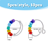 DICOSMETIC 10Pcs 2 Style Rainbow Color Glass Beaded Rotating Open Cuff Rings Set RJEW-DC0001-15-2