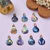 30Pcs 10 Styles Alloy Printed Pendants PALLOY-CJ0002-55-5